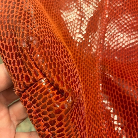 Charmes’ Red Leather Snakeskin Slouch Hobo Shoulder Bag Brown Strap - Picture 12 of 12